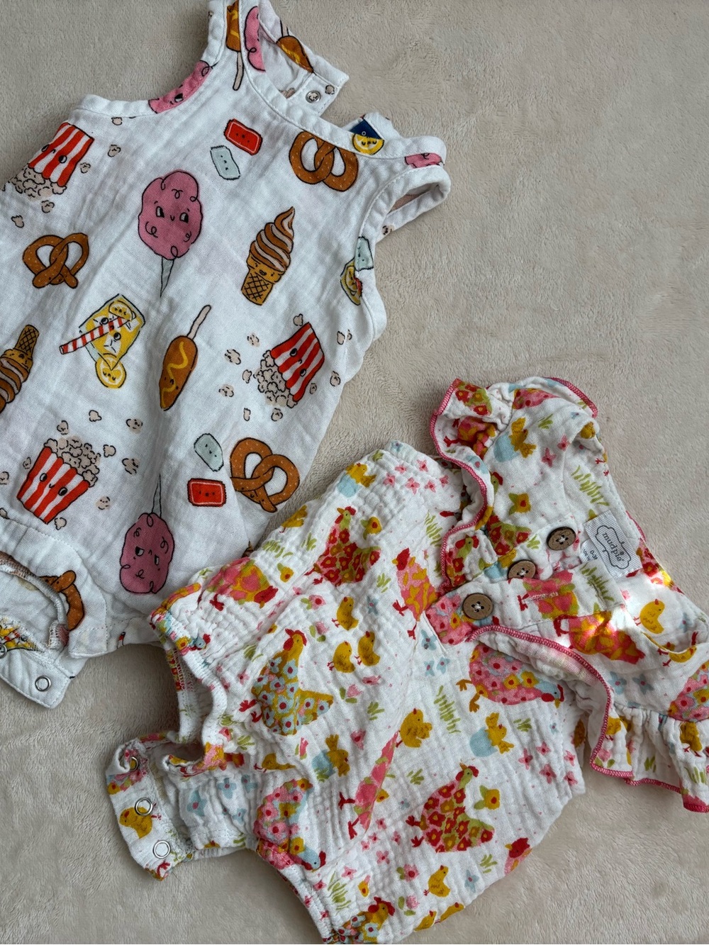 0-3m baby Cotton One-Piece Rompers chicken and summer prints mud pie old navy